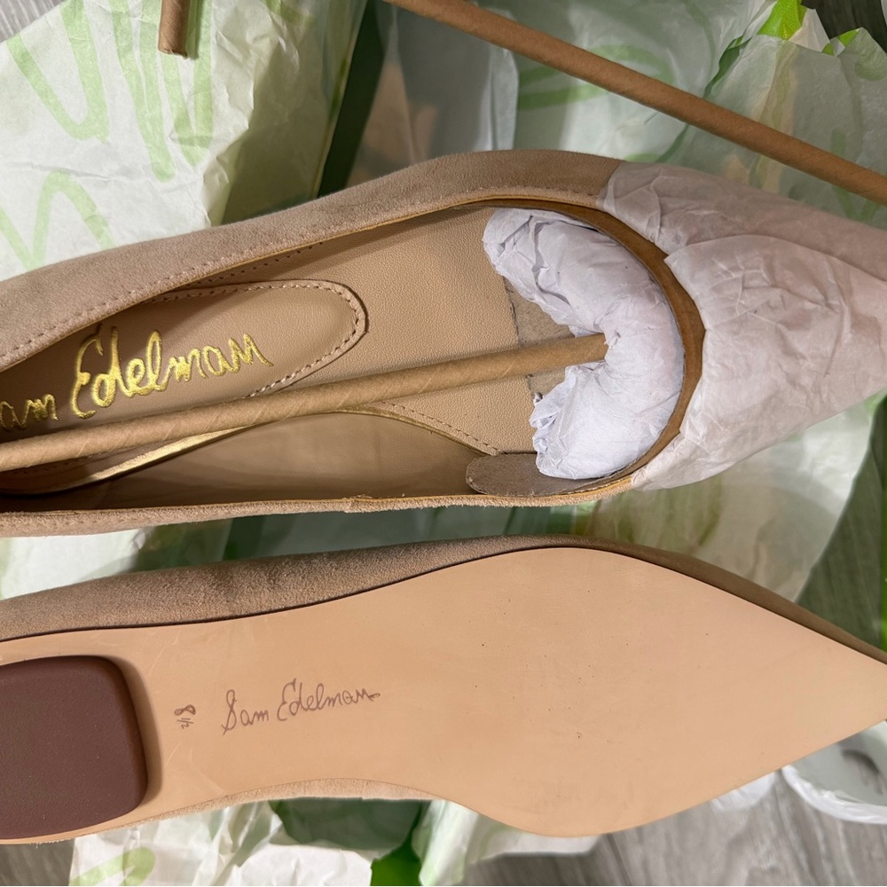 Sam Edelman Blush Pointed Toe Ballet Nori Flat with Gold Bit - Picture 4 of 8